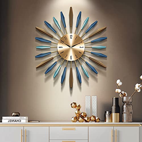 NEOTEND Large Wall Clock for Living Room Decor Mid Century Modern Silent Kitchen Big Wall Clock for Bedroom Decorative Metal Office Non Ticking Battery Operated Wall Watch 22 Inch