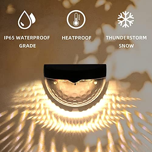 Gioyonil Solar Fence Light, Waterproof Solar Powered LED Wall Lights Outdoor Decorative Lamp for Garden Patio Yard Stairway Deck Door Gate Garage, 4 Pack Warm Light