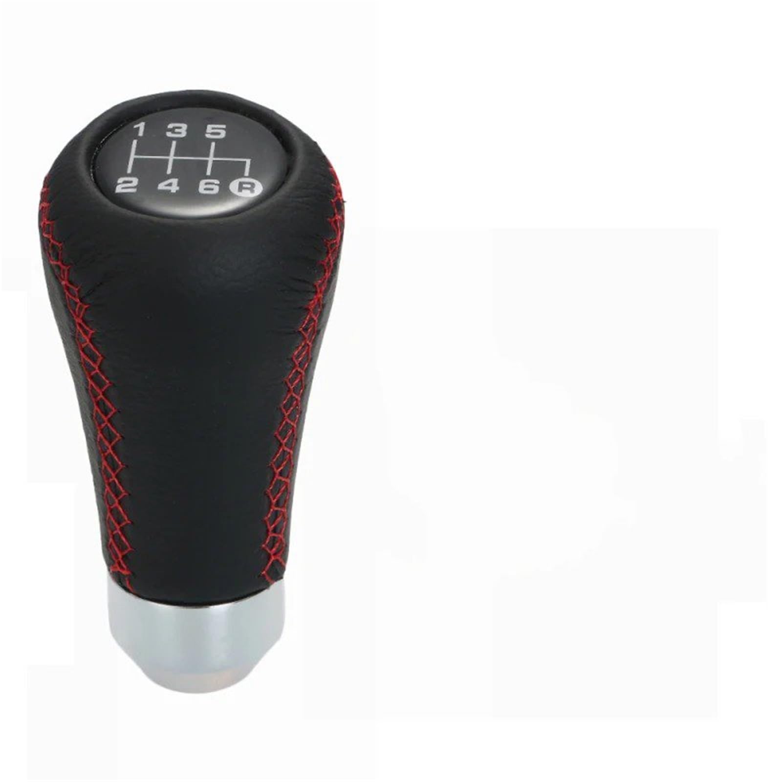 BWSDMZJQRT Car Gear Shifter Knob for 6 Speed Car Manual Gear Shift Knob Shifter Black Leather Stitch(Red)