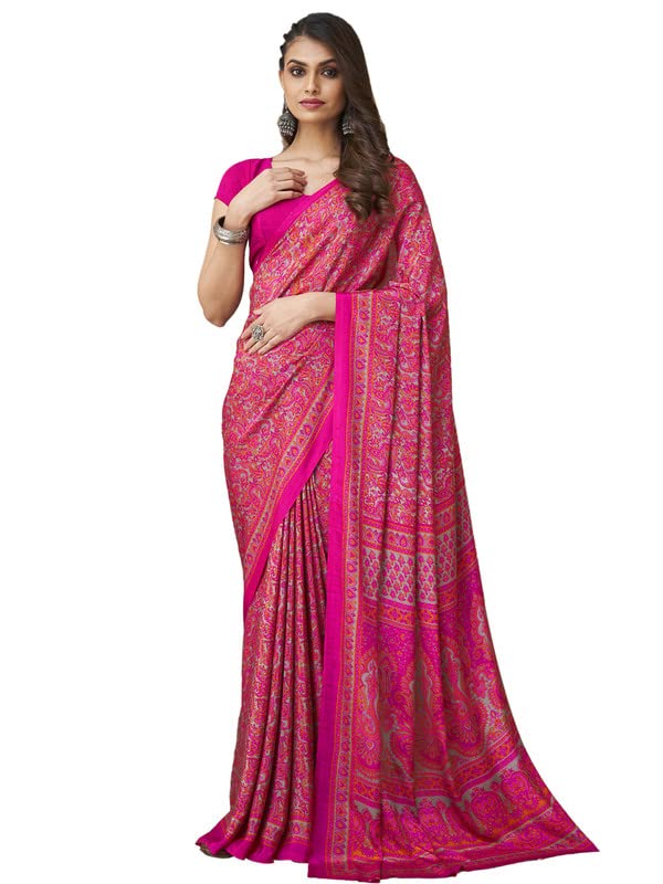satrani Women's Printed Crepe & Silk Saree with Unstitched Blouse Piece-picture-20