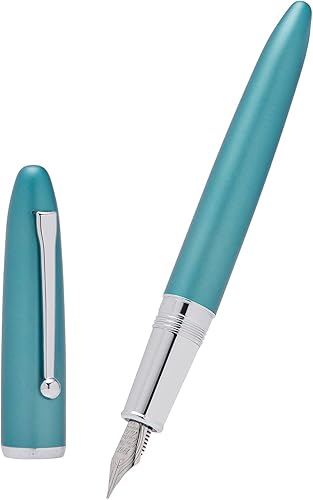 Miniatura 1 de Asvine Hongdian 620 Pluma estilográfica de metal azul punta extra fina pluma clásica pluma oficina escritura con caja de metal