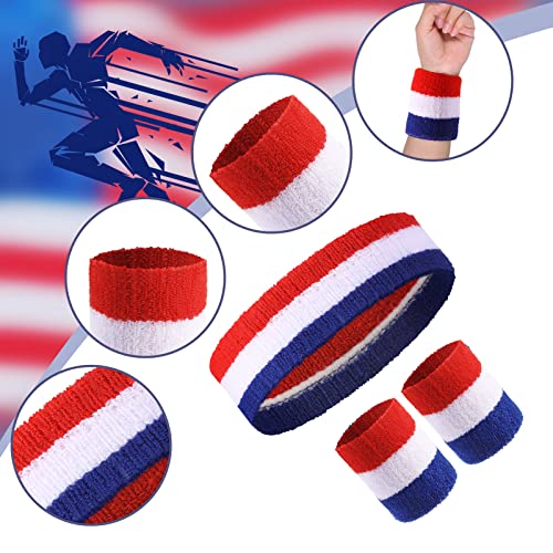 Image of Civaner 12 Pcs 80 90s Neon Sweatbands Soccer Baseball Headbands Wristband Set for Men Women Party Cotton Headbands Terry Cloth Athletic Sweat Bands for Tennis Football Gym Outdoor