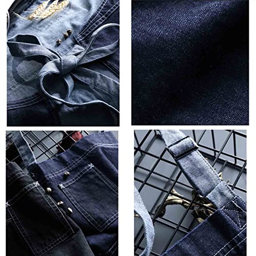 Grembiuli da lavoro da uomo con tasche Grembiule da cuoco Grembiule da negozio di jeans Grembiuli da uomo senza maniche per barbecue Bartender