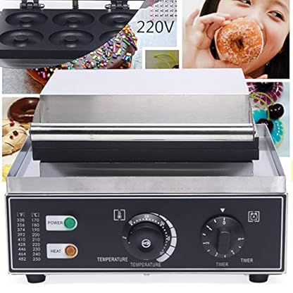 WOLEGM Donut Maker, 1550W Elektrische Donutplatten für 6 kleine Donuts Doppelseitige Heizung mit Abnehmbarer Donutmaschine, Silber – Bild 7