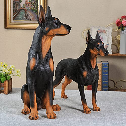 Cllx Garden Ornaments, Realistic Doberman Dog Statue, Animal Memorial Figurines, Resin Sculpture Waterproof, Decorated In Outdoor Home Courtyard Grass,Standing #TOP1