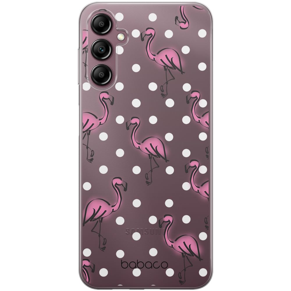 Babaco ERT GROUP mobile phone case for Samsung A14 4G/5G original and officially Licensed pattern Flamingo 003 optimally adapted to the shape of the mobile phone, partially transparent