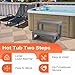 Hot Tub Steps,Universal Spa Steps,Two Steps Wide Hot Tub Steps,Non-Slip Waterproof Wood Looking Plastic Hot Tub Steps Outdoor Suitable for Any Size Hot Tub (Gray)