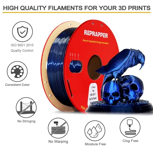 Image of RepRapper Glitter Black Blue Gradient 3D Printer Filament, Beautiful Color Change 1.75 Silk PLA, Dual Color 1KG PLA Filament (2.2lbs), Colorshift 3D Printing Filament for 3D Printer