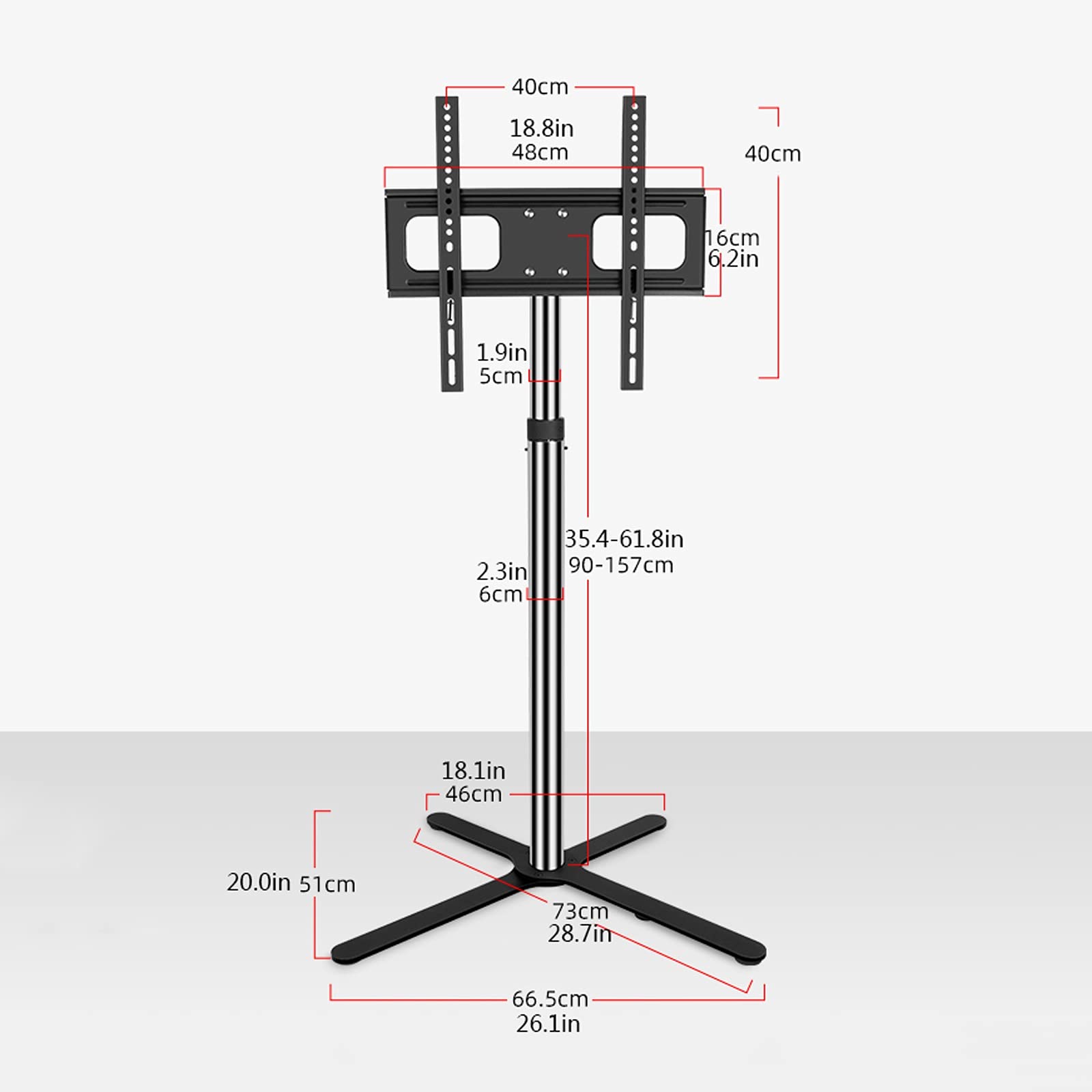 tv Stand Pavimento TV Stand Mount Universal. TV Stand Altezza regolabile, inclinazione, girevole TV Montare per TV a schermo piatto da 32 a 50 pollici, max VESA 400X40. 0mm contiene 110 libbre. .per c