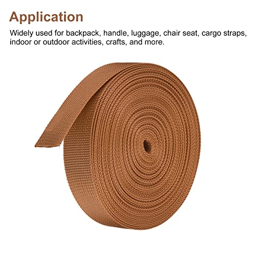 Image of MECCANIXITY Flat Nylon Webbing Strap 1 Inch 10 Yards Dark Brown for Backpack, Luggage-rack