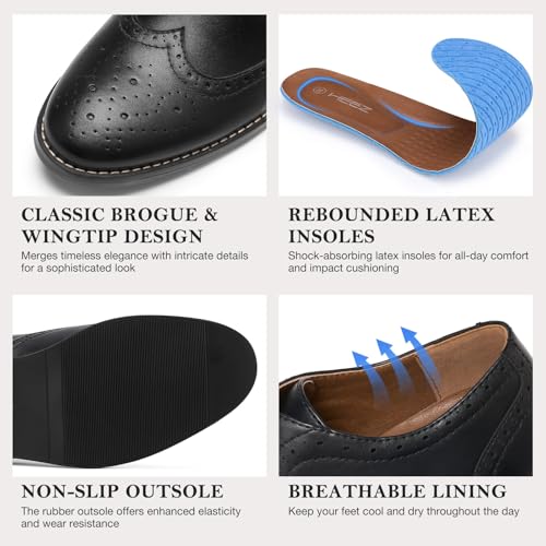 HEEZ Mens Dress Shoes Black Oxford Shoes for Men Wingtip Casual Formal Business Shoe Comfortable Non Slip TPR Outsole4