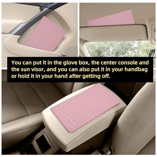 Image of Car Registration and Insurance Holder Glove Box Folder-Premium PU Leather Car Document Wallet Driver's License, Cards and Other Essentials (pink)