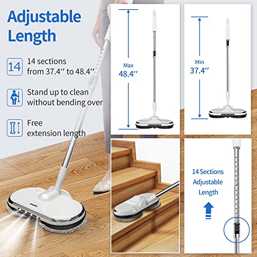 Cordless Electric Mop for Floor Cleaning, AlfaBot WS-24 Electric Spin Mop, Electric Mop with Water Sprayer and LED Headlight, Lightweight & Rechargeable Floor Scrubber for Hardwood Tile Floors - Image 6