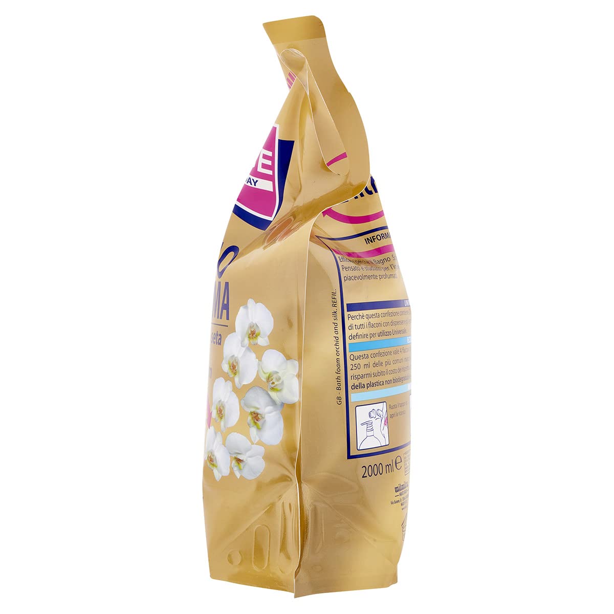 Delice Bagno Schiuma, Fragranza Orchidea & Seta, Ricarica Universale Maxirisparmio, Dermatologicamente Testato - 2000 ML