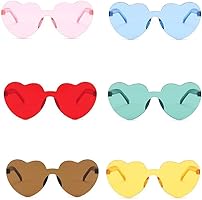 WDDA 6 stycken hjärthippie-glasögon, partyglasögon neonfärger, retro kostym glasögon, hjärtformade kantlösa solglasögon,...