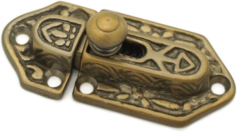 Brass Cabinet Latch Antique Cabinet Slide Latch Furniture Latch Victorian Latch Eastlake Cabinet Latch Boat Cabinet Latch Hutch Cupboard Latch Solid Cast Brass, Antiqued