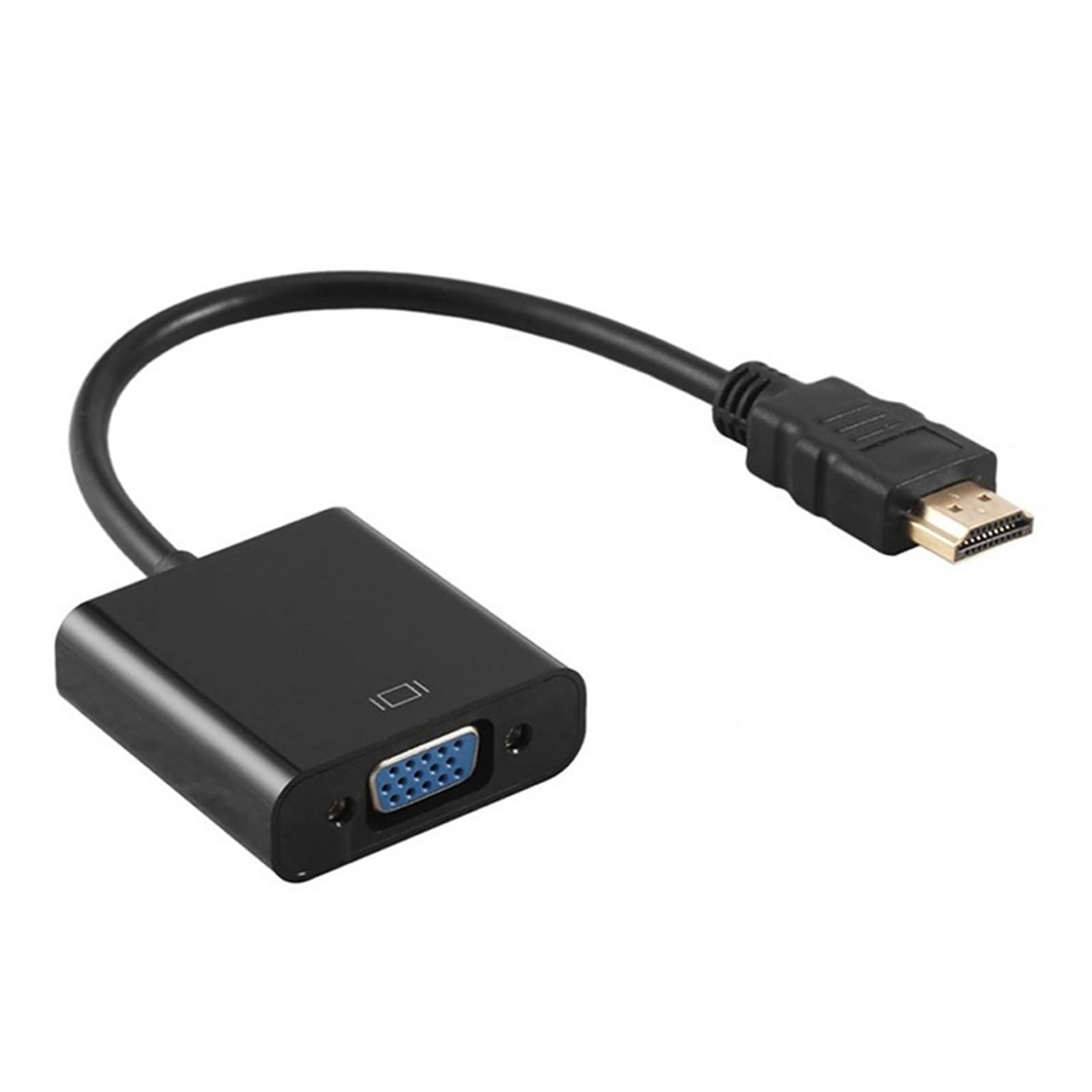 Adaptador HDMI a VGA 1080P chapado en oro para monitor de proyector de ordenador portátil (negro)