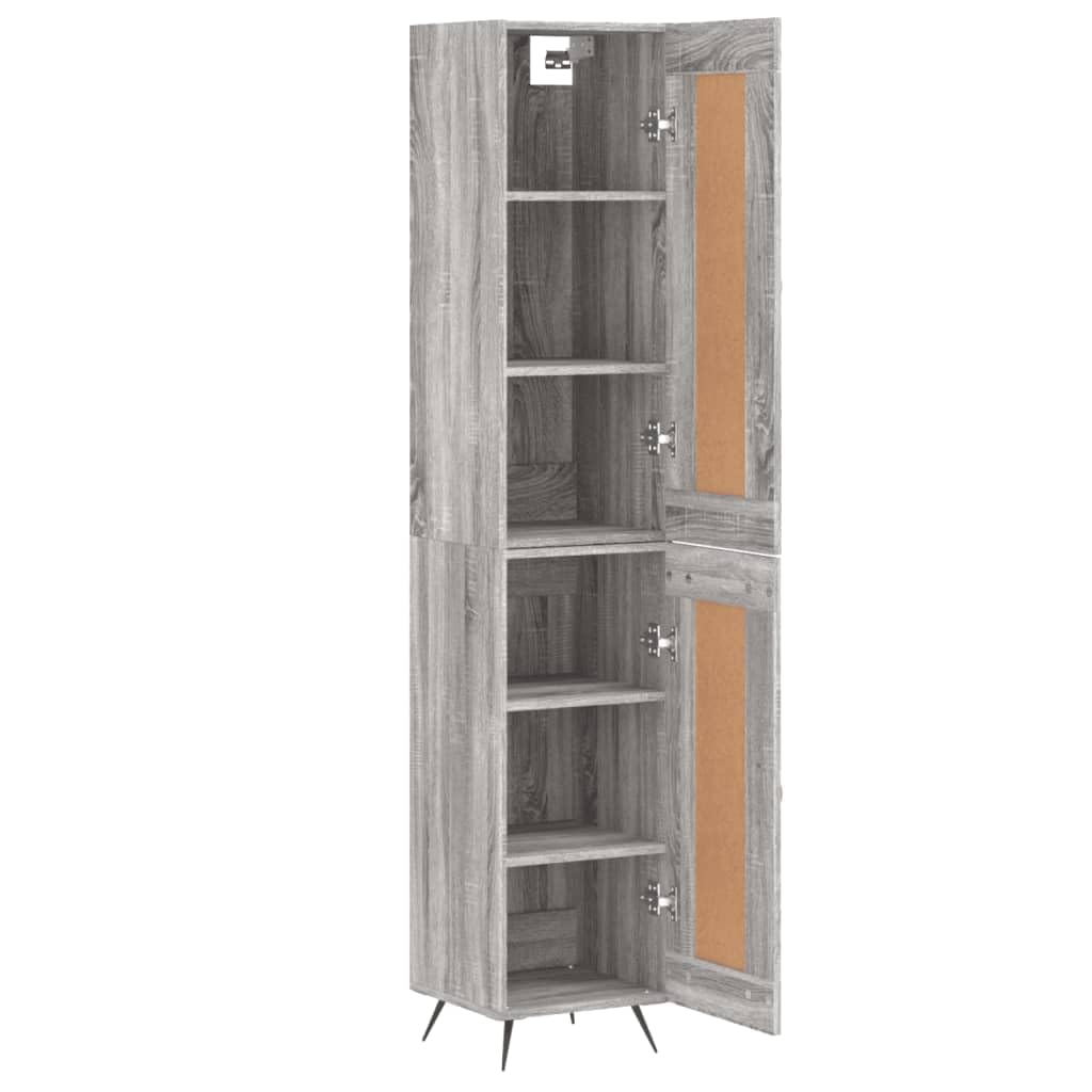 Wysoka komoda Sonoma szara, 34,5 x 34 x 180 cm, wykonana z materiału drewnopochodnego, z metalowymi nóżkami, wszechstronne miejsce do przechowywania do sypialni, salonu i biura, elegancka