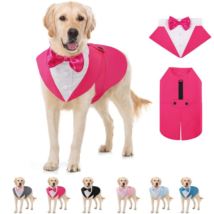 AOFITEE Dog Tuxedo Formal Suit and Bandana Set, Gentle Dog Wedding Party Suit Bow Tie Shirt Vest, Pet Tuxedo Costume Outfit with Detachable Bowtie Collar for Christmas Halloween Dress Up โ image 1