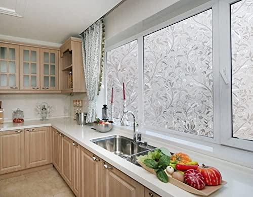 Image of Elton 3D Window Films Privacy Film Self Adhesive Decorative Film for Bathroom Door Window Heat Control Anti UV (Small White Patti) 24 x 192 inches