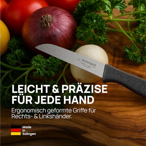 Foto von Schwertkrone® Schälmesser 4er Set [MADE IN SOLINGEN - GERMANY] - Gemüsemesser Obstmesser - Küchenmesser klein scharf - Schneidemesser Kartoffelschälmesser - Allzweckmesser rostfrei (4x 3 gerade)