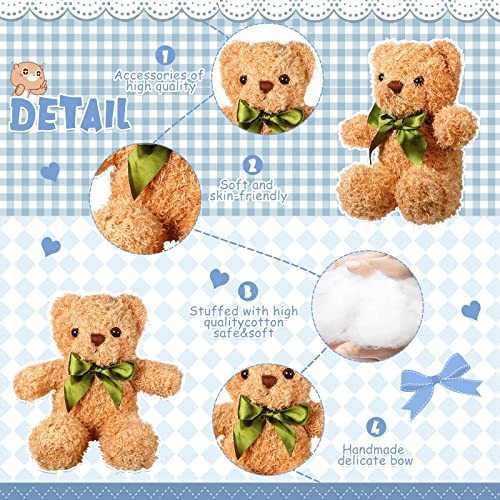 Hydren 15 Pieces Plush Stuffed Bears, 10 Inch Cute Soft Stuffed Bear Toy With Bow Tie For Graduation Baby Shower Christmas Birthday Party Gift Favors (Light Brown) #TOP2