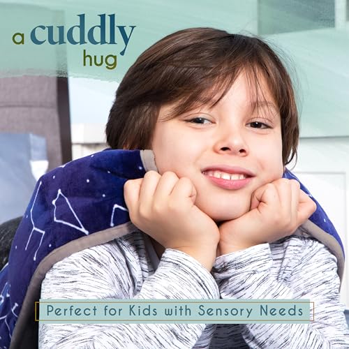 Florensi 3 lb Weighted Lap Pad for Kids - 3 lb, Blue Constellations, Modern Space Pattern - Sensory Lap Pad & Portable Mini Weighted Blanket for Travel & Classroom Calm