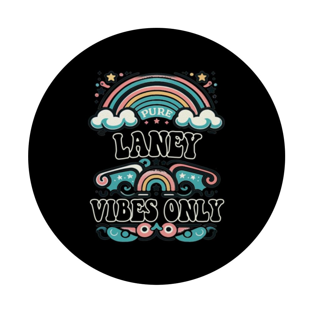 LANEY Vibes Only Cute Retro Girls LANEY Name PopSockets Swappable PopGrip, Black - Image 3