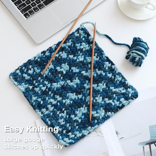 Image of #6 Super Bulky Blanket Yarn for Crocheting - 4 Skeins(Each 10.5oz /300g, 220yds /201m), Chunky Chenille Thick Plush Big Soft Yarn for Crocheting Knitting Blankets, Navy & Multi Blue