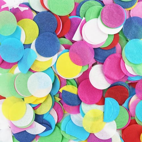 7200 confetes grandes (60 g), redondos e multicoloridos, 2,5 cm, confetes de carnaval para aniversários, casamentos, bolos e decorações de festa, papel picado papéis carnaval