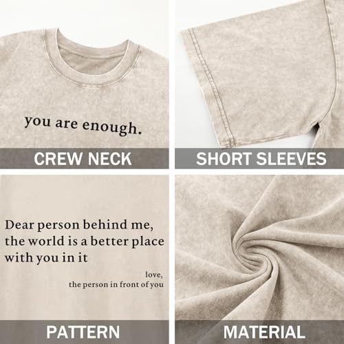 Image of Dear Person Behind Me Shirt You are Enough Tshirts for Men Oversized Inspirational Positive Tees Vintage Graphic Tops