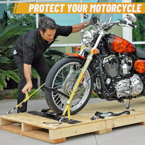 Image of 4Pcs E Track Wheel Chock with Trailer Floor Rubber Pad |E Track Accessories for Enclosed Trailer Motorcycle Wheel Chock for Trailers for System for Enclosed Trailer Hold Dirt Bike, Motorcycle Tire