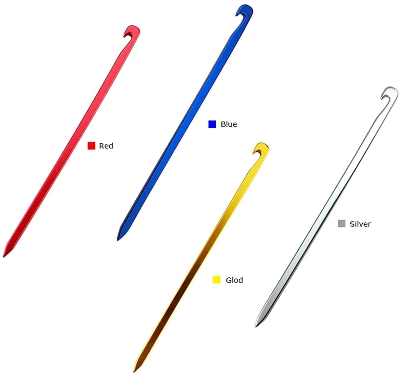 Piquets de Tente en Aluminium, piquets de Tente 10 pièces/Lot de 16 cm, piquets de Tente en Alliage d'aluminium, Camping en Plein air pour Le Camping, la randonnée, la randonnée (Couleur : Argent) (