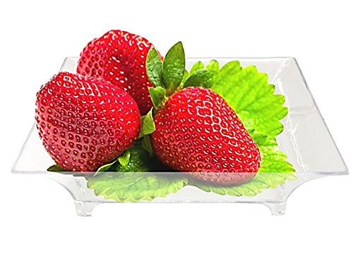 Exclusive Discount 50% Price 2.5" Mini Clear Plastic Square Dessert Plates. Pack Includes 50 Tasting Sample Hors D'oeuvres Plates.