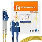BEYONDTECH LC to SC Fiber Patch Cable Single Mode Duplex - 3m (9.84ft) - 9/125um, Compatible with OS1 - OS2, LSZH PureOptics Cable Series