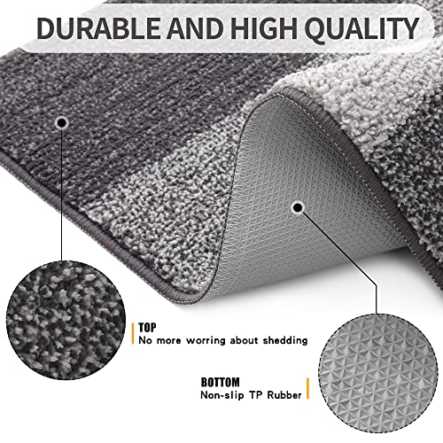 Grandaily Indoor Doormat, 20" x 32" Non-Slip Mud Trapper Absorbent Front Door Mats, Washable Striped Inside Entryway Mat, Low-Profile Welcome Mat Entrance Mat, Grey image 2