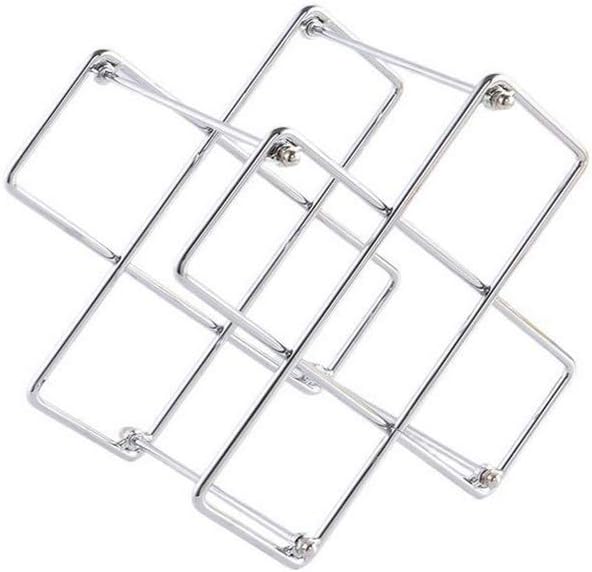 Free Standing Wine Holder Metal Wine Rack 6 Bottle Wine Holder Stand Space Saver for Kitchen Bar Cellar Cabinet (Silver)