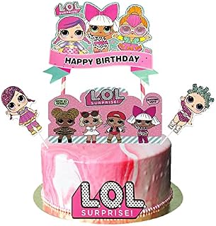 LOL Cake Toppers Happy Birthday Cake Decorating Surprise Doll Cupcake Toppers for Girls Birthday Party Decoration Supplies pack of 5