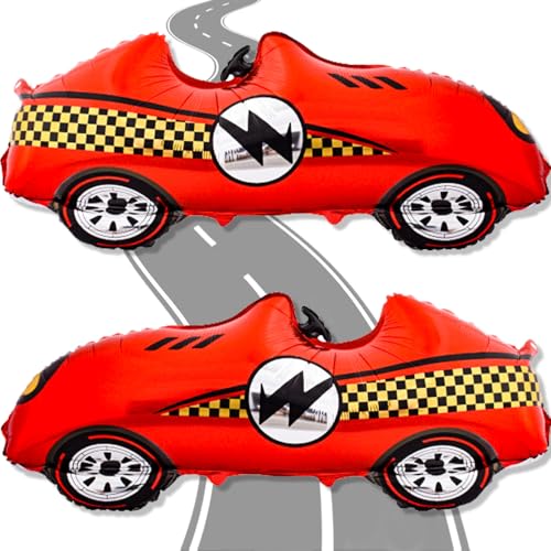 2 Pcs Large Race Car Balloons 43 Inch Red Racing Balloons for Race Car Party Decorations Two Fast Birthday Decor