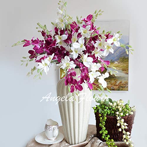 Bureze Künstliche Cymbidium-Seide Blumenstrauß Hochzeit Party Zimmer Weihnachten Deko DIY Vivid Pfau 11 Stück