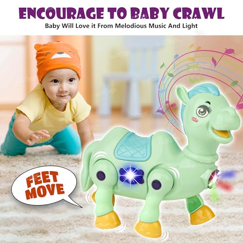 Image of Zest 4 Toyz Musical Toy for Kids | Musical Camel Toy for Kids | Flashing Lights & Sound Toys | Interactive Baby Crawling Toy | Battery Operated Toys | Birthday Gift for Boys and Girls - Green
