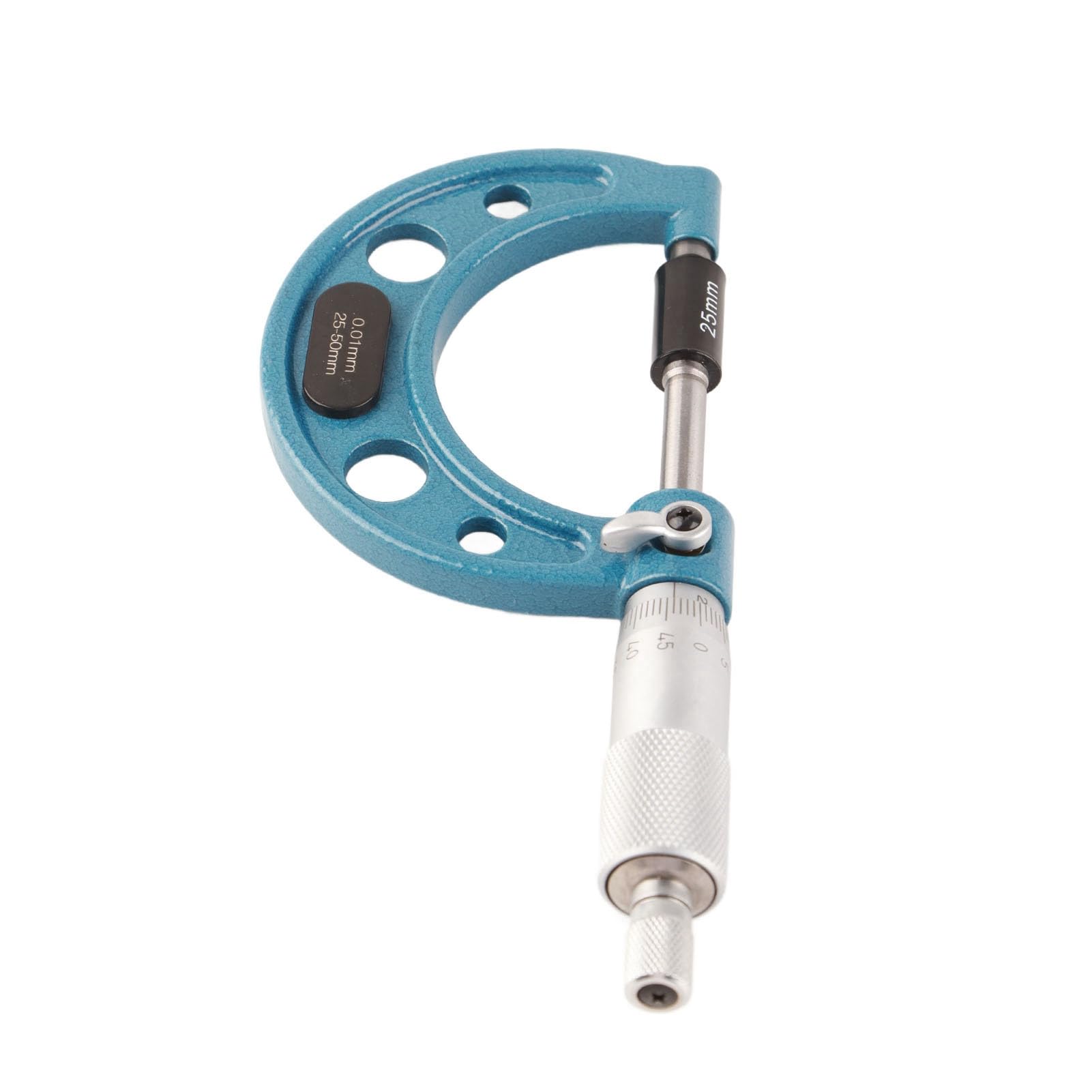 Ejoyous Außenmikrometer Edelstahl Hohe Genauigkeit Bügelmessschraube Dickenmessgerät mit Schlüssel 0,01mm Externes Mikrometer Werkzeug für präzises Messen von Materialstärken (25-50mm)