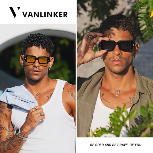 VANLINKER Retro Thick Rectangle Sunglasses for Men Women Trendy Square Chunky Sun Glasses VL98402