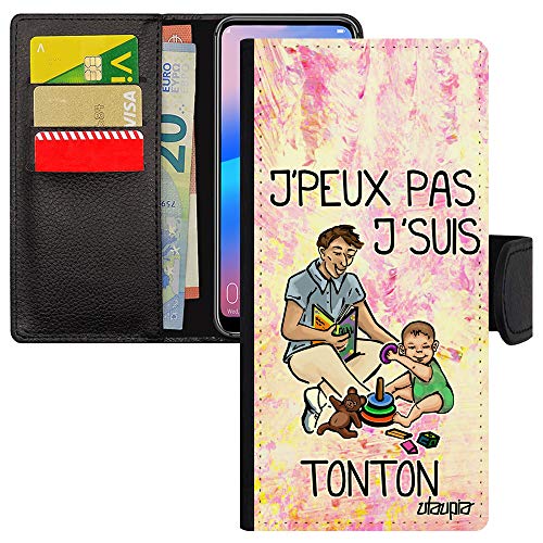 Etui Samsung S21 Plus cuir portefeuille violet avec dessin rigolo