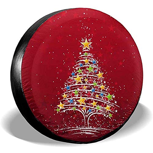 Preisvergleich Produktbild OUSHENGMAOYI Reserveradabdeckung Weihnachtsbaum Licht Radabdeckung Polyester wasserdicht Rv Radabdeckungen für Jeep Liberty Wrangler SUV Wohnmobil Wohnwagen Zubehör 14 inch