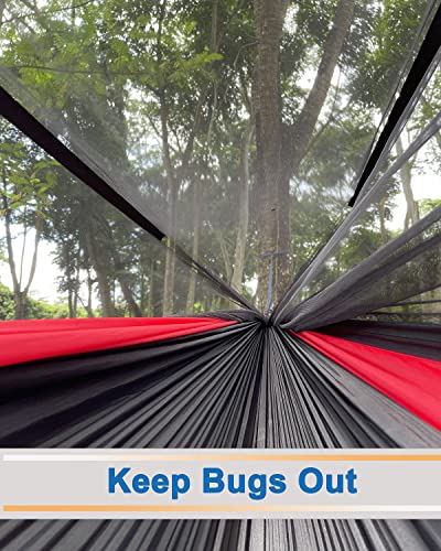 Image of Sunyear Camping Hammock, Portable Single & Double Hammock with Net, 2 Person Hammock Tent with 2 * 10ft Straps, Best for Outdoor Hiking Survival Travel