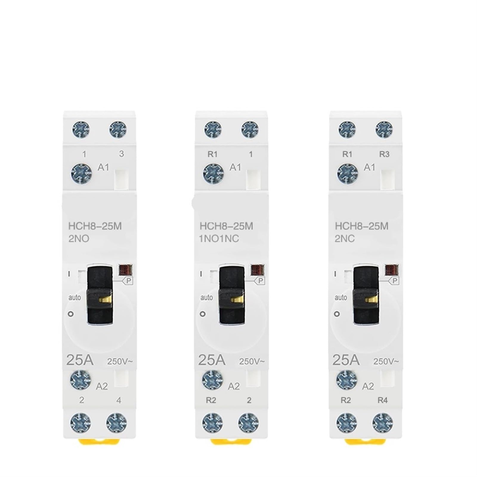 Contacteur modulaire 25M 2P 16A 20A rail DIN interrupteur commande manuelle 2NC