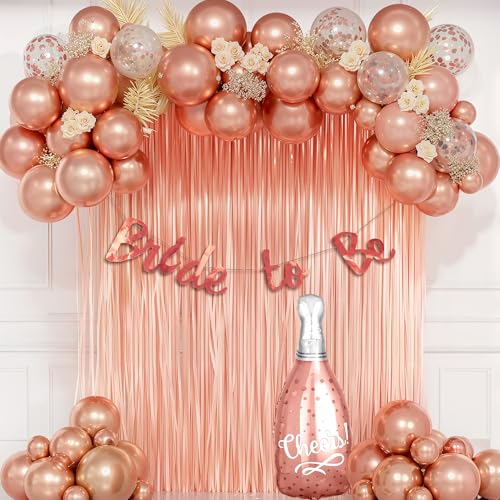 Image of Party Propz Bride to Be Decoration Set Combo - Huge 14 Pcs, Rose Gold Bridal Shower Decorations Kit | Bachelorette Party Decorations Items | Bride to Be Banner (Cardstock) | Rose Gold Foil Curtains