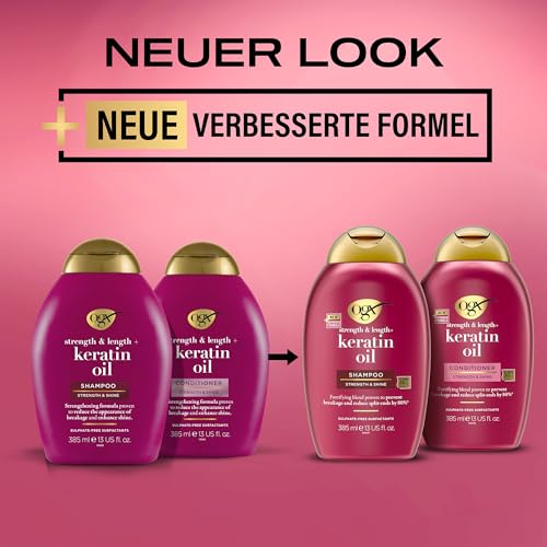 OGX Keratin Oil Conditioner 385ml kräftigende Anti-Haarbruch Haarspülung verhindert nachweislich Haarbruch und reduziert Spliss um bis zu 80Prozent* *bei Verwendung von Shampoo und Spülung