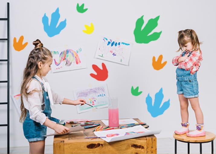 60 adhesivos vinilo huellas dinosaurio para pared niños miniatura 6